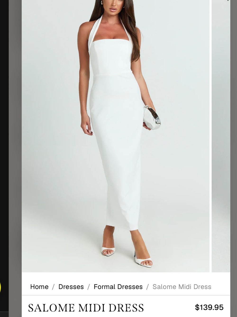 Salome Midi Dress - White Halter Midi DressSize 8 M
